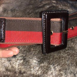 Fantastic Vintage ASNEW FALL brown red silk patent leather buckle belt S